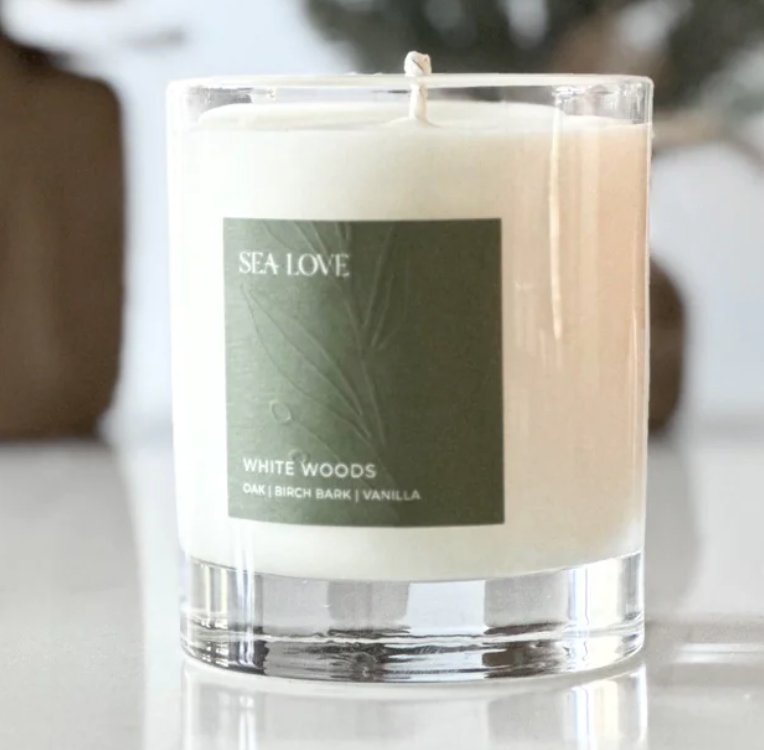 Sea Love White Woods Candle