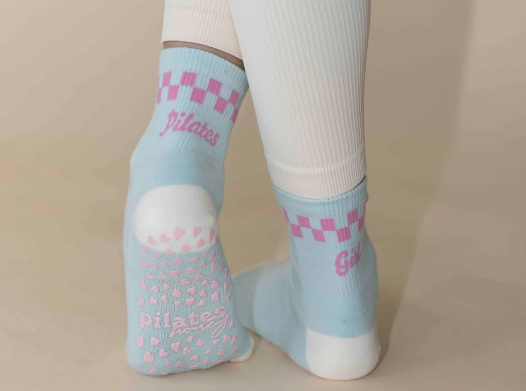 Pilates Honey Checkered Pilates Girl Grip Socks