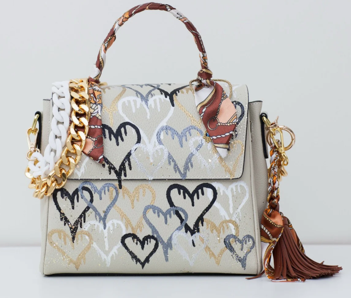 Anca Barbu Hand Painted Vicky bay with Graffiti Hearts