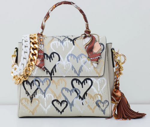 Anca Barbu Hand Painted Vicky bay with Graffiti Hearts