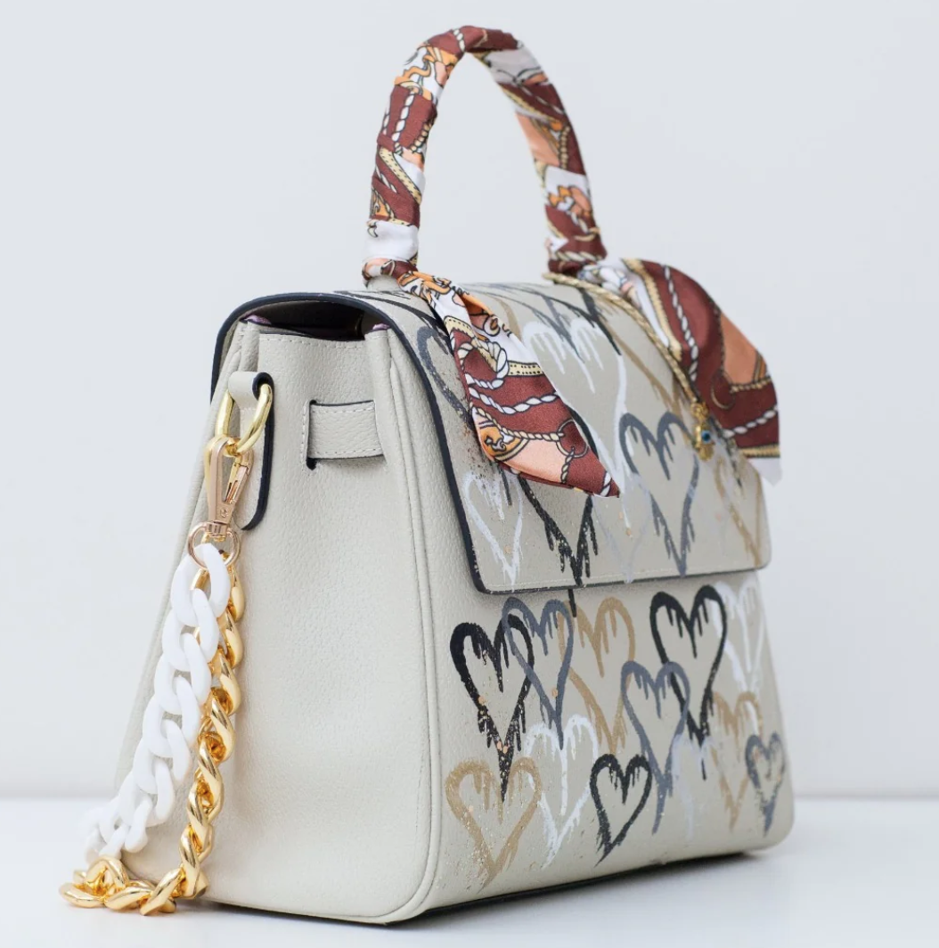 Anca Barbu Hand Painted Vicky bay with Graffiti Hearts