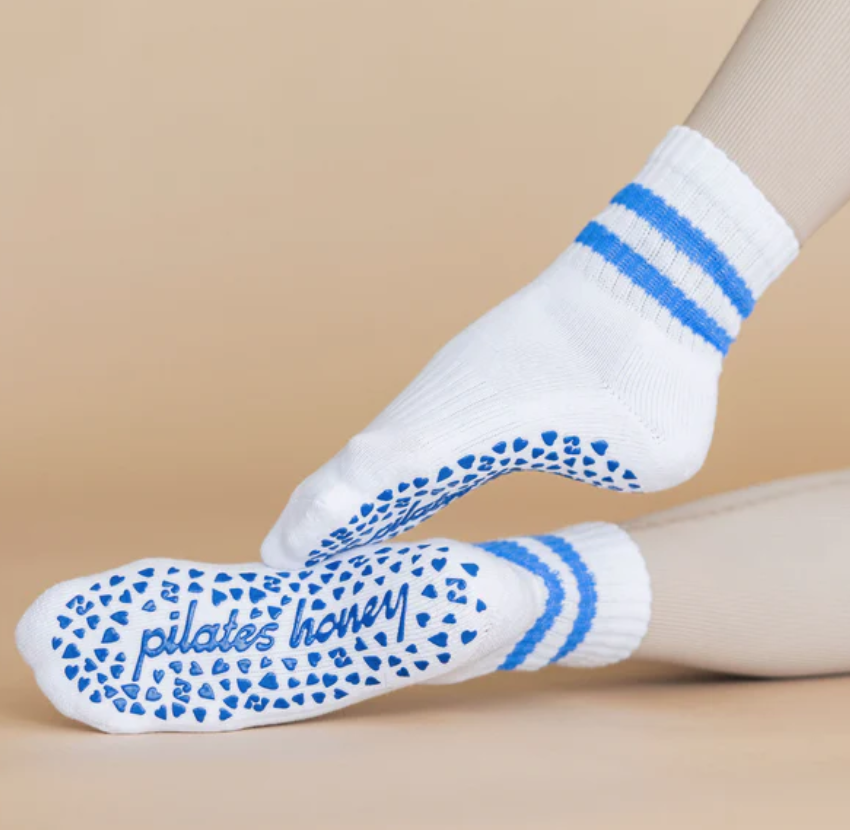 Pilates Honey Stripe Vintage Short Crew Grip Sock