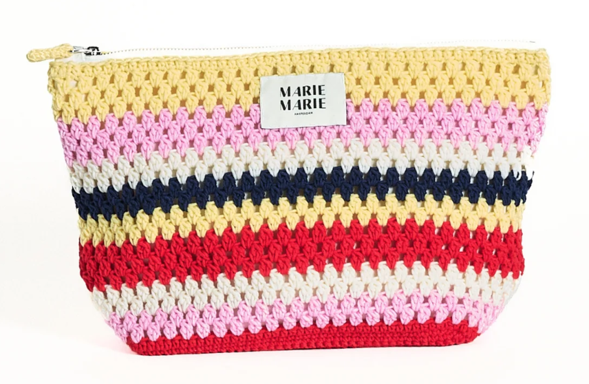 Marie Marie Large Crochet Pouch-Stripe