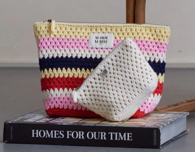 Marie Marie Large Crochet Pouch-Stripe