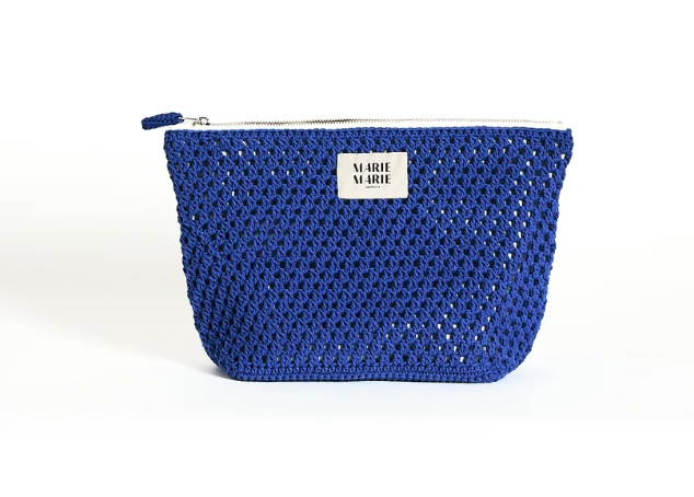 Marie Marie Large Crochet Pouch-Navy