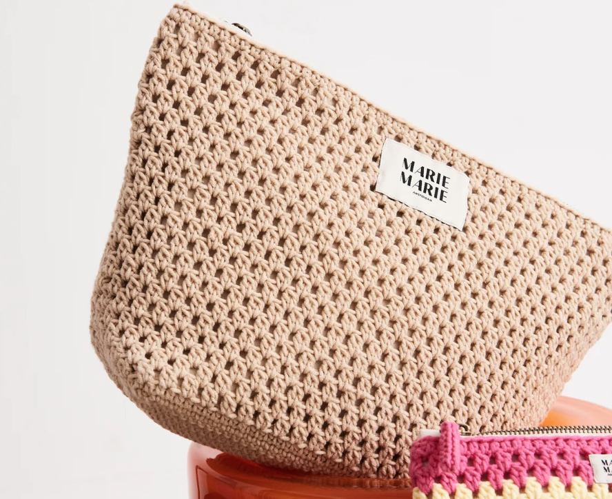 Marie Marie Large Crochet Pouch-Clay