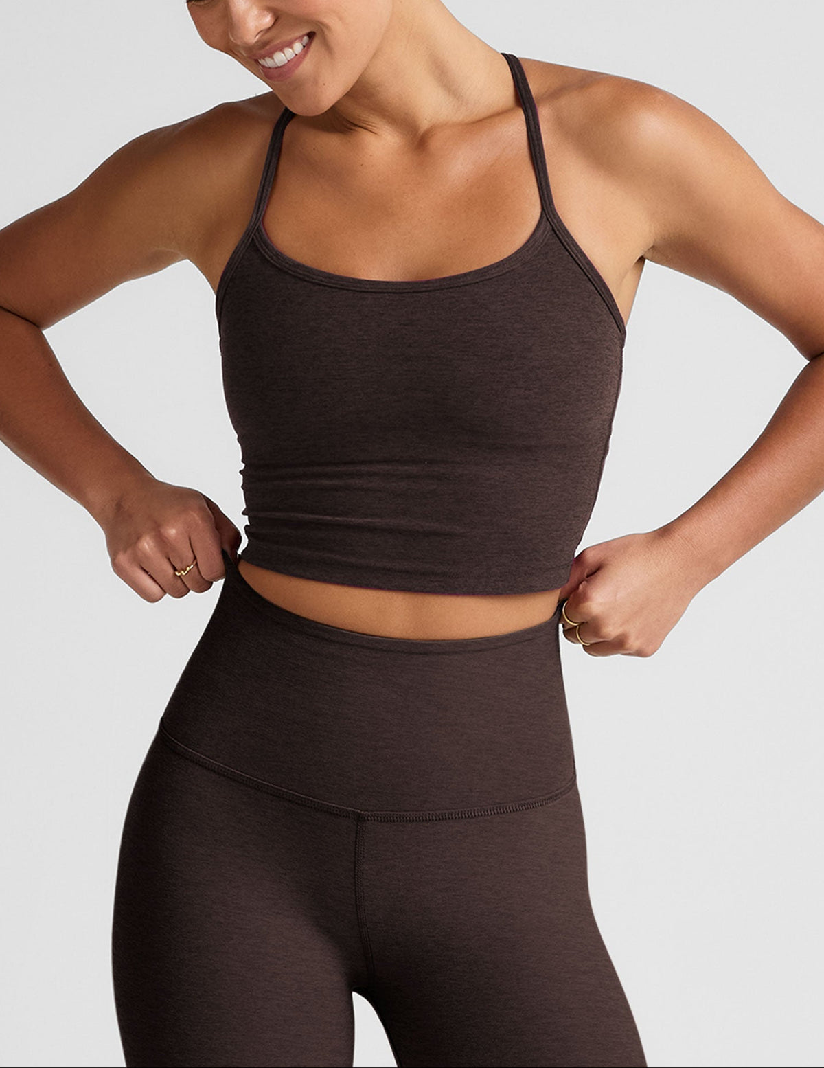 Beyond Yoga Spacedye Women's Slim Racerback Cropped Tank Dark Chocolate