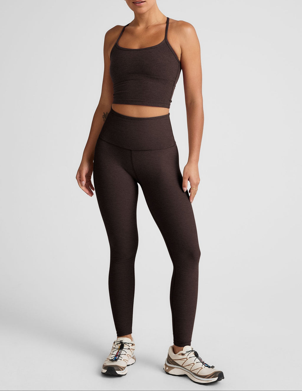 Beyond Yoga Spacedye Women's Slim Racerback Cropped Tank Dark Chocolate