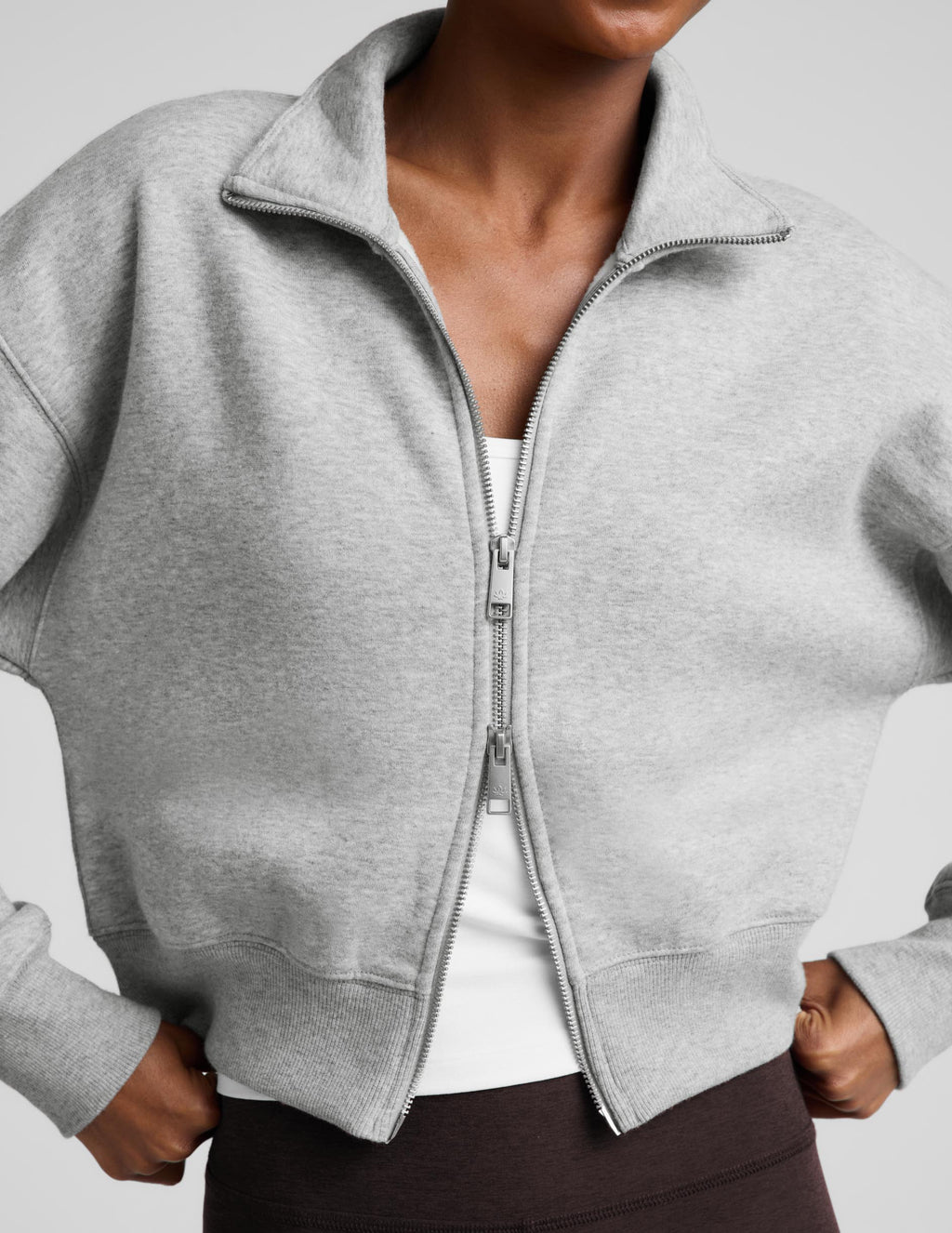 Beyond Yoga LuxeFleece 2.0 Women's Double Zip Jacket Heather Gray