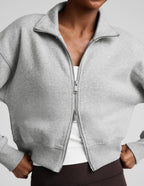 Beyond Yoga LuxeFleece 2.0 Women's Double Zip Jacket Heather Gray
