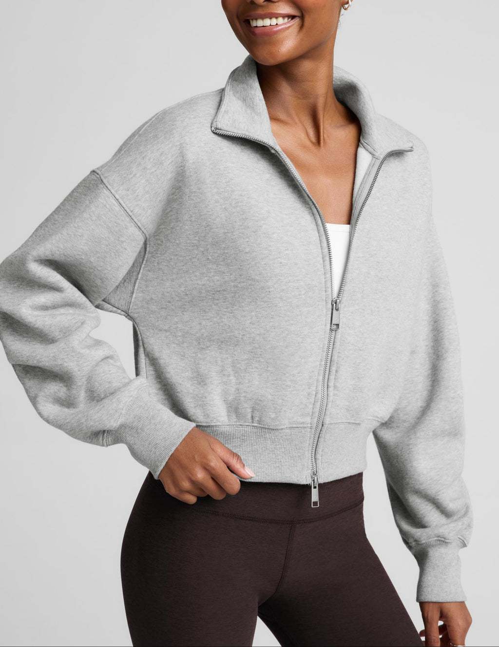 Beyond Yoga LuxeFleece 2.0 Women's Double Zip Jacket Heather Gray