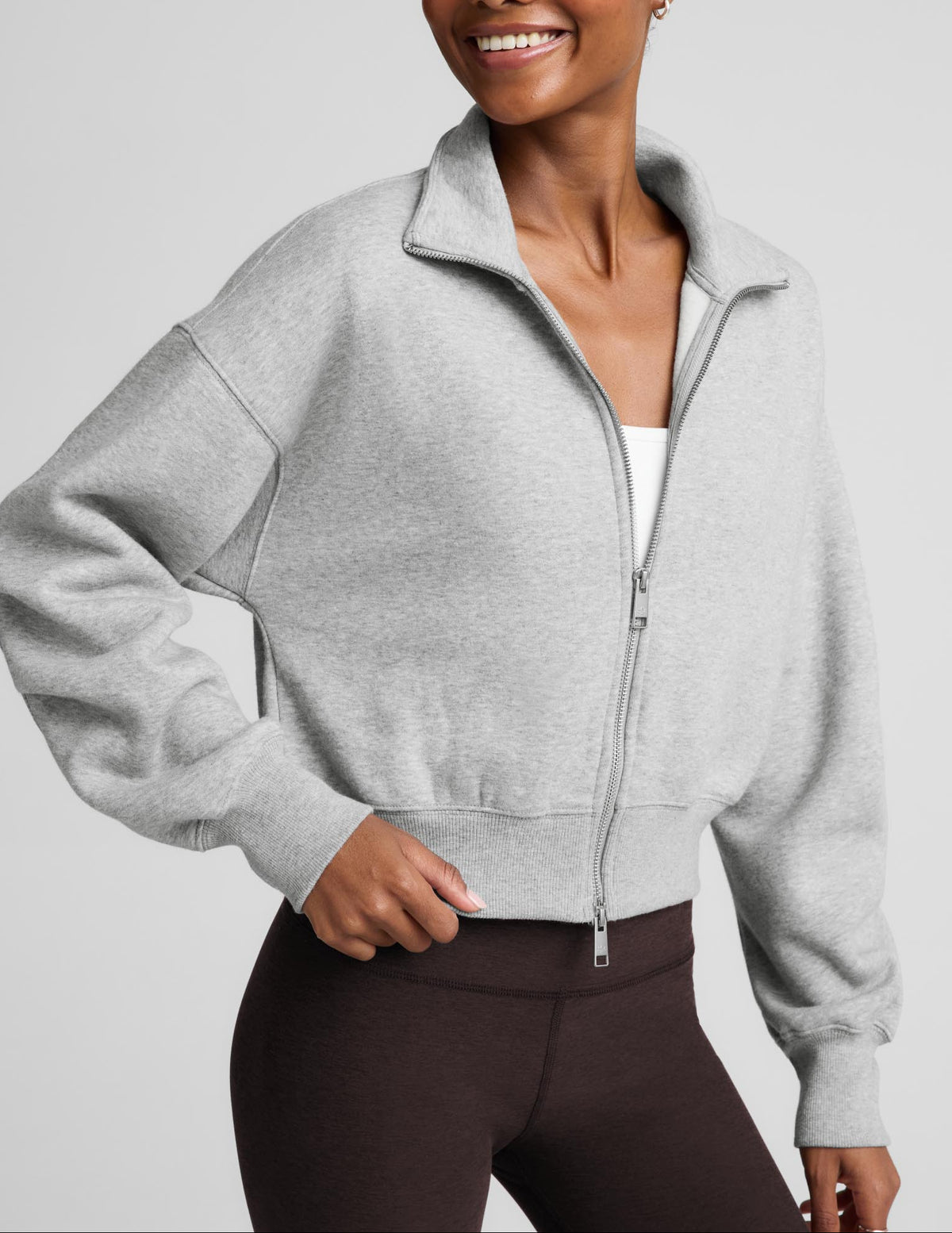 Beyond Yoga LuxeFleece 2.0 Women's Double Zip Jacket Heather Gray