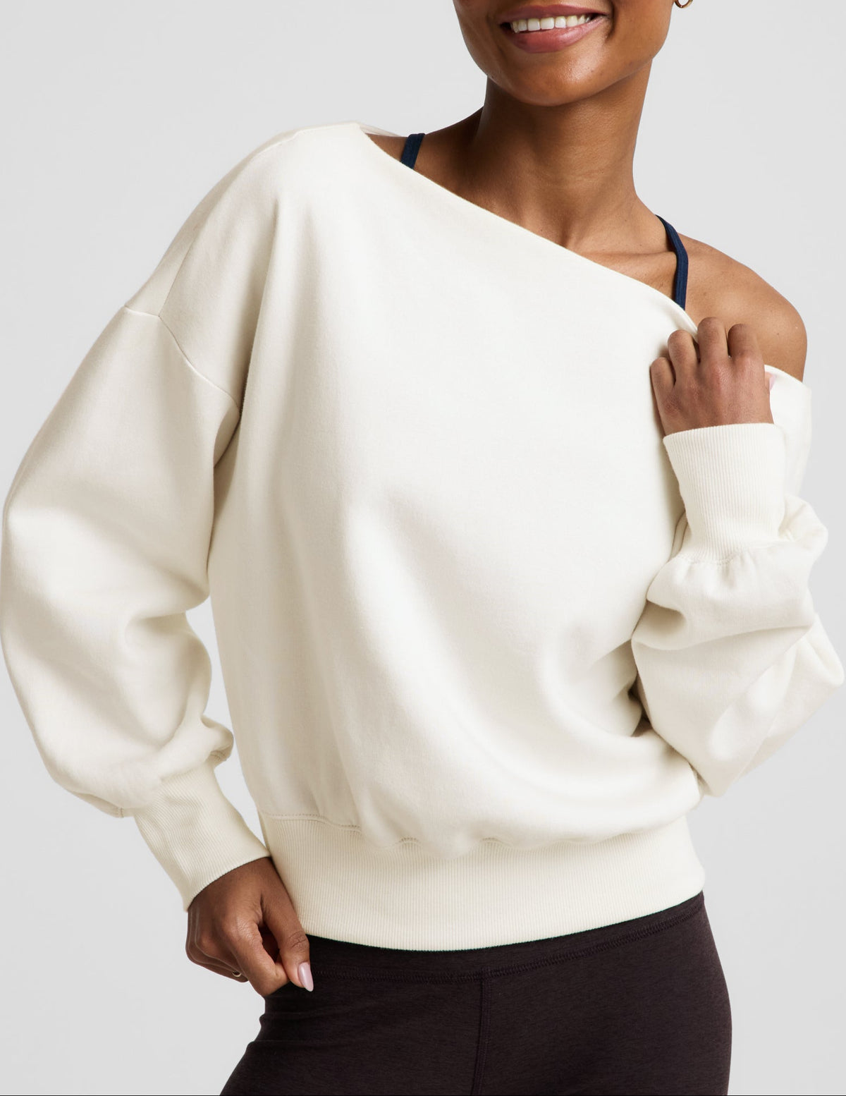 Beyond Yoga LuxeFleece 2.0 Women's Off The Shoulder Sweatshirt Fresh Snow