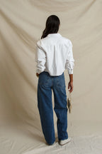 Naomi Women's Boxy Cropped Long Sleeve Oxford Shirt
