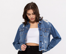 Load image into Gallery viewer, Cello Frayed Fitted Denim Jacket
